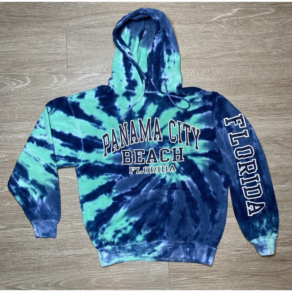 Panama City Beach FL Bright Tie-Dye Hoodie Kangaroo Exist Men's Size‎ SMALL